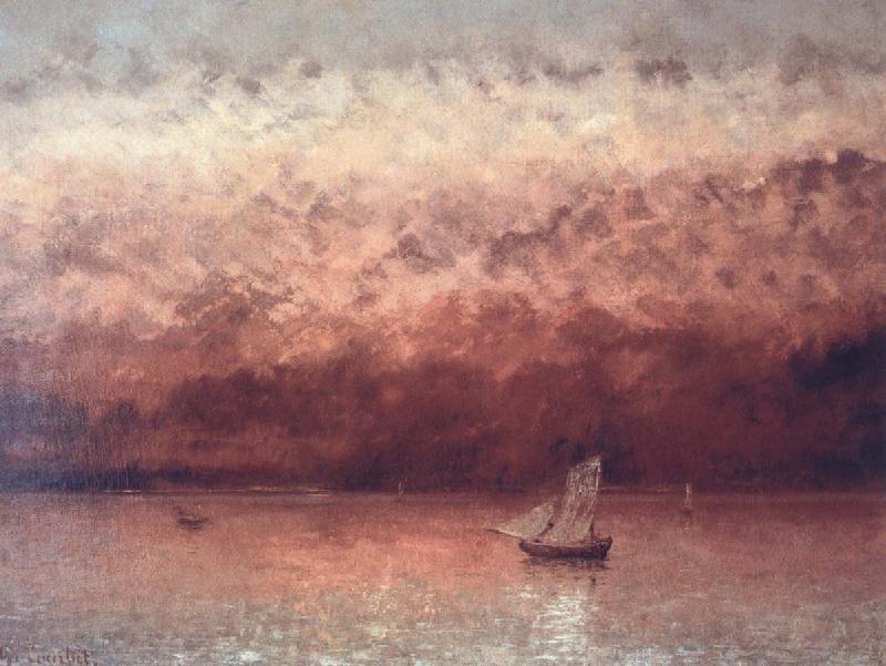 Gustave Courbet Sunset on Lake Geneva oil painting image